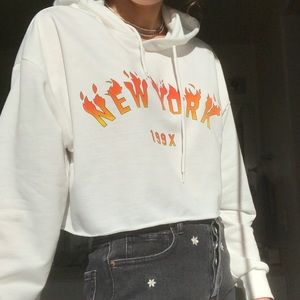 new york cropped hoodie